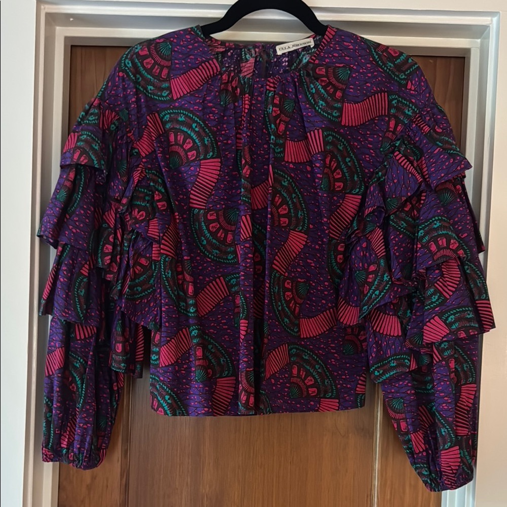 Ulla Johnson Purple and Pink Ruffled Blouse